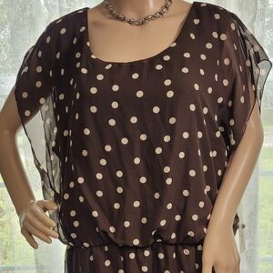Tacera COCKTAIL Dress Brown Polka Dot 2x